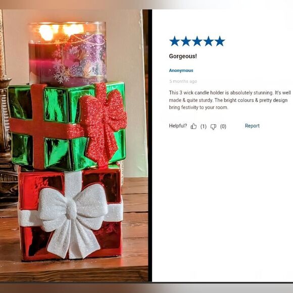 Bath & Body Works STACKED PRESENTS 3 Wick Candle Pedestal Holder Metallic NEW - Picture 8 of 16